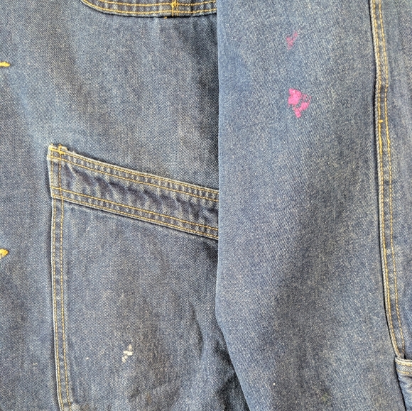 Vintage Avant Garde Men's Blue Denim Jacket Coat with Sherpa Lining Size  XL - Picture 15 of 16